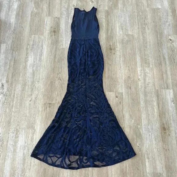 Womens Windsor Blue Maxi Sheer Lace Dress - S - Picture 4 of 6